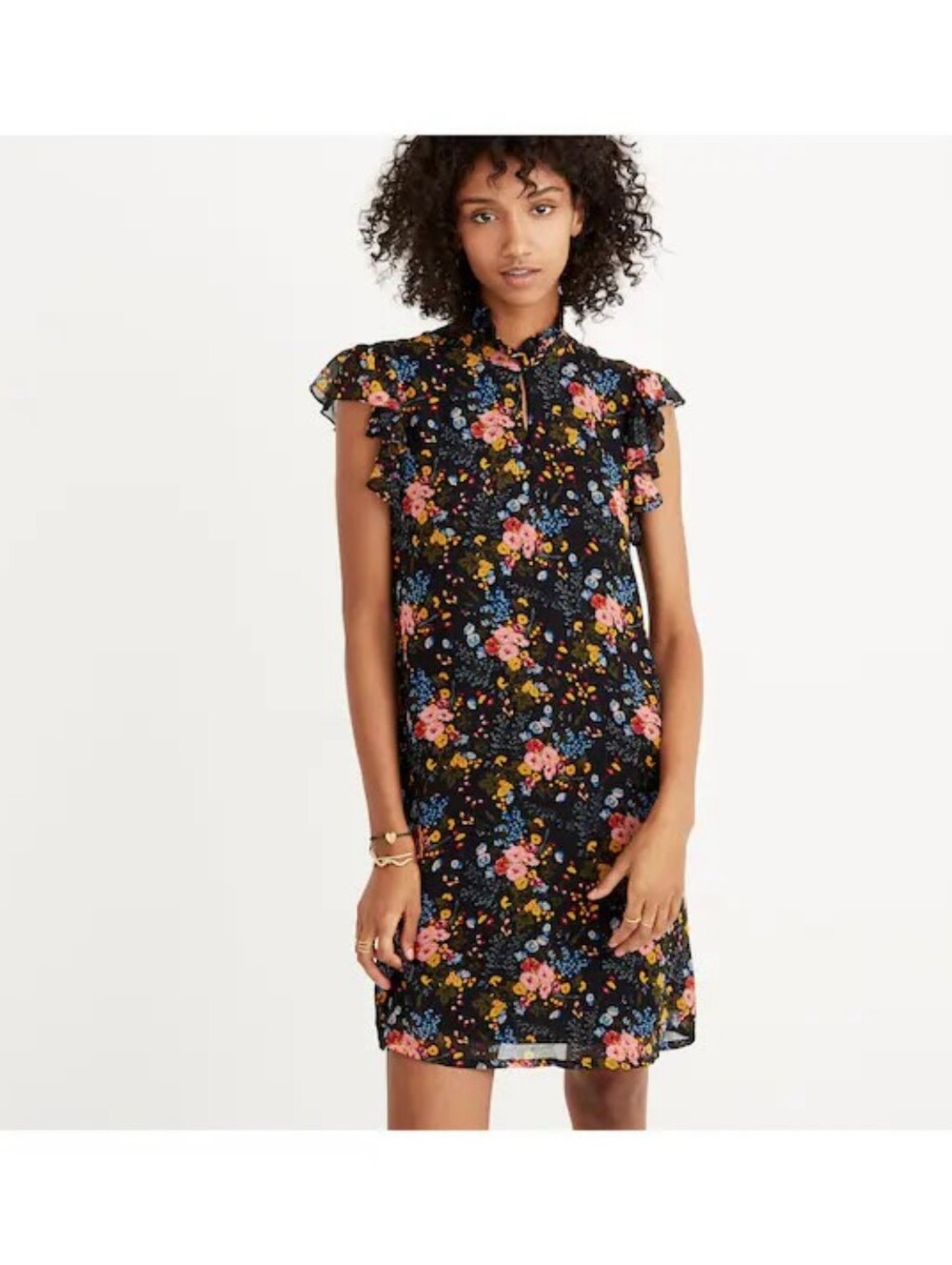 Madewell x No.6 Silk Beacon Dress in Garden Bouquet Mini Shift Dress Size 14